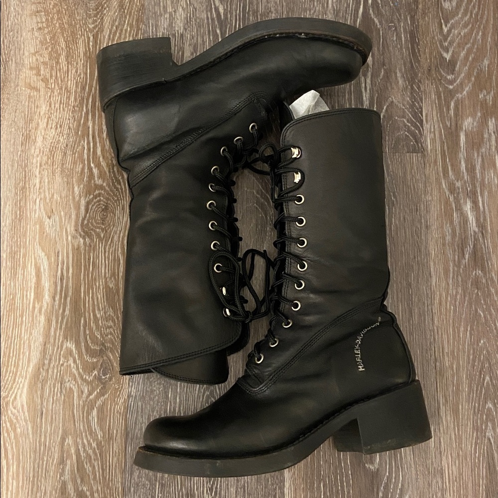 Harley Davidson Motorcycle Combat Biker Boot - Size 8 - EUC - Black Leather